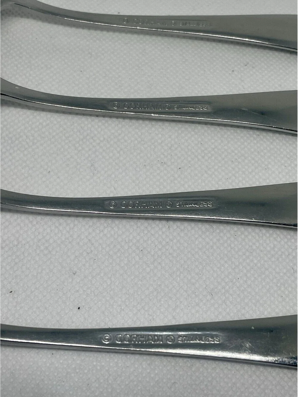 (4) Gorham STEPHANIE Glossy Stainless China Teaspoon Lot~ 6.25”